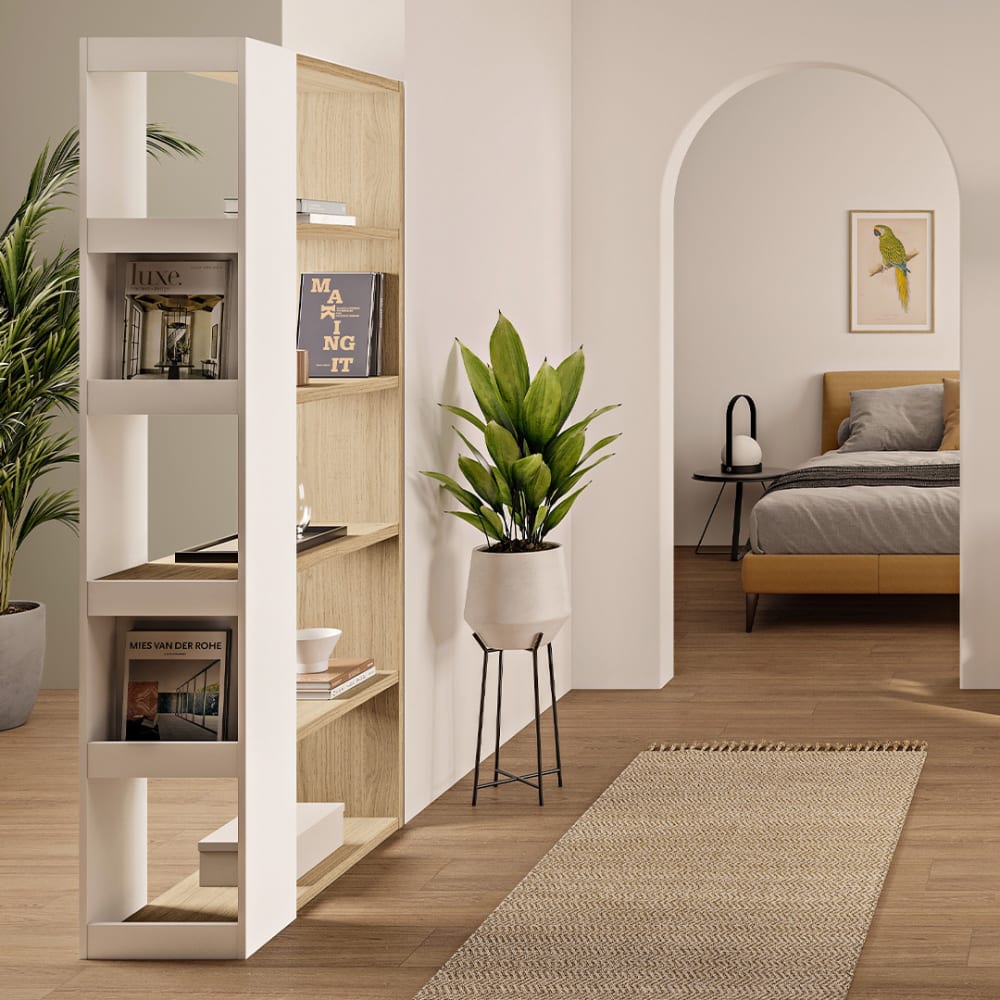 TEMAHOME Bibliothèque effet bois blanc et chêne clair Beige 90x188x34cm