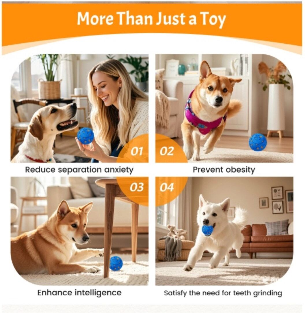 INF Ferngesteuerter interaktiver Hundeball mit intelligentem Ruhemodus, TPU-Design und bis zu 60 Minuten Spielzeit Blau