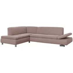 ECKSOFA mit Ottomane links Kaye Flachgewebe rosé