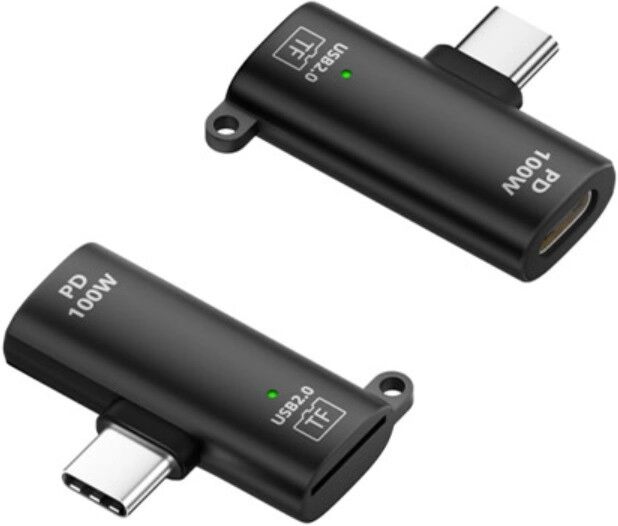 INF Type-C/TF Zwei-in-Eins USB 2.0 Kartenleser – Hochgeschwindigkeits microSD Adapter, Unterstützt bis zu 2TB, kompatibel mit Schwarz