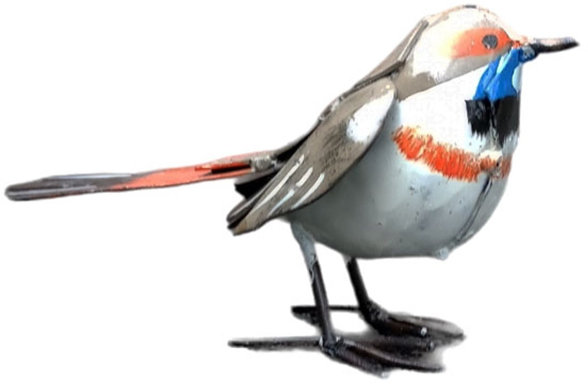 Floz Design metalen vogeltje blauwborst - handgemaakte tuindecoratie
