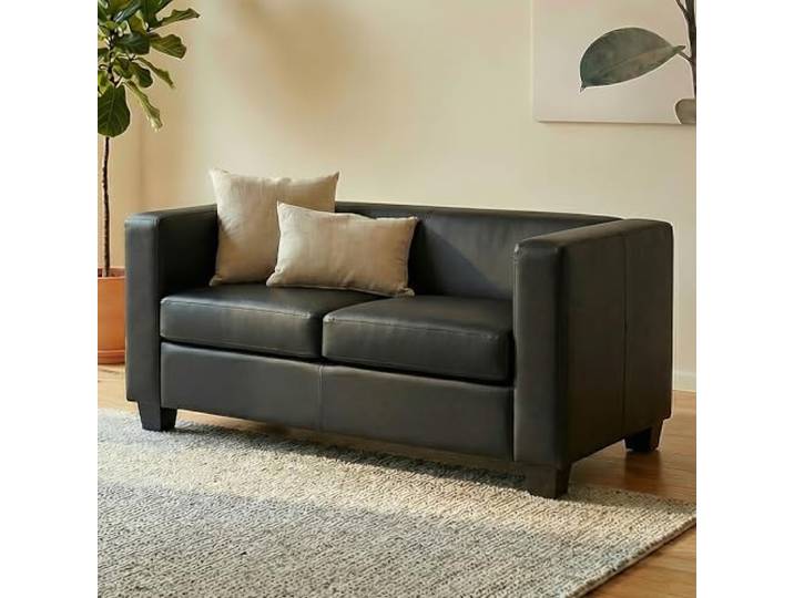 Mendler 2er Sofa Lille - Kunstleder, schwarz