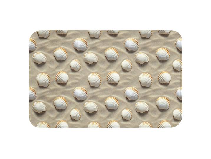 OnlyWow Badematte Muscheln - Sand - Maritim Badvorleger 80x50 cm, Sandfarben, Füllung: Polyurethan (Pur), Rechteckig, 80x50 cm, Heimtextilien, Badtextilien, Badematten