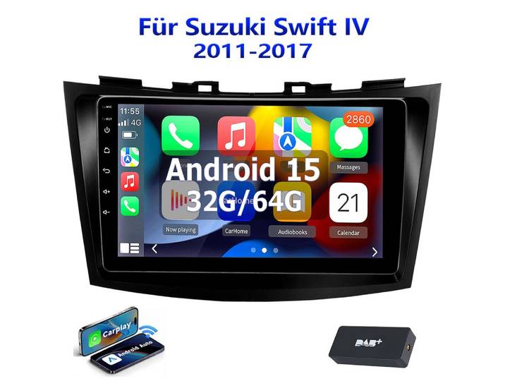 ESSGOO 9'' DAB+ Android 15 CarPlay Autoradio GPS NAV Für Suzuki Swift IV FZ Navigationsgerät (Apple Carplay Android Auto GPS Navi WIFI BT EQ)