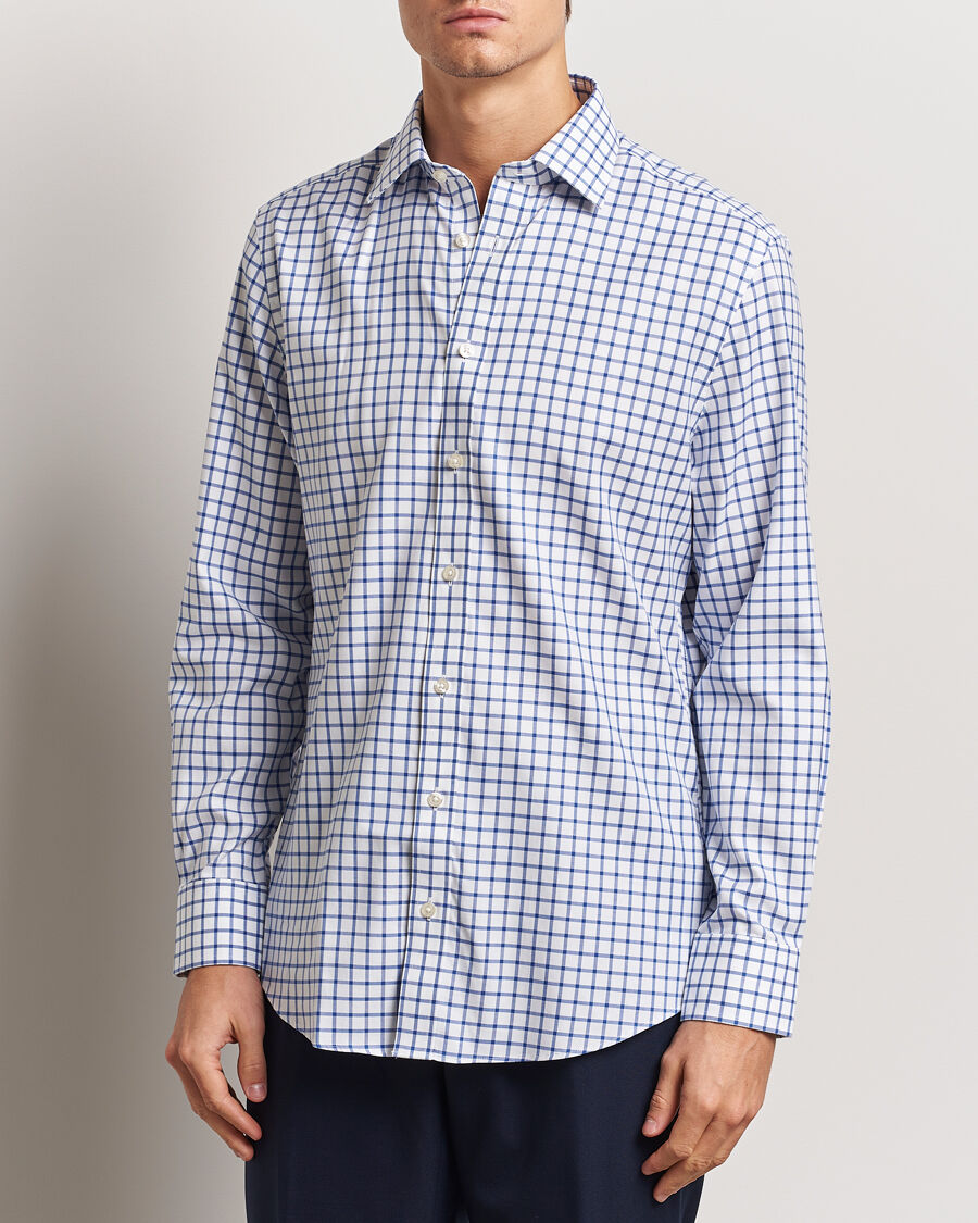 Charles Tyrwhitt Slim Fit Non Iron Grid Check Shirt Royal Blue men M) Blå