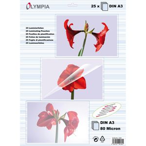 Olympia Laminierfolien 9180, DIN A3, 80 mic, glänzend, 25 Stück