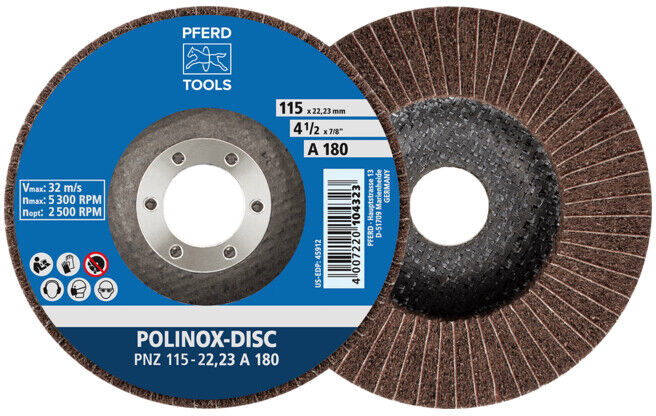 PFERD Disques abrasifs POLINOX PNZ 115-22,23 A 180 (44692265)
