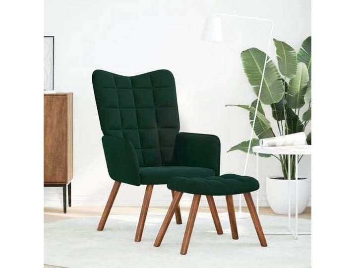 Mode Fauteuil relax avec tabouret en velours vert foncé - Pour adulte ou enfant - Poids maximal: 110 kg/siège_15582