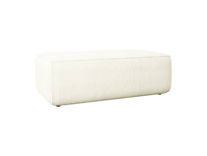 Pouf en velours côtelé blanc AMELIA