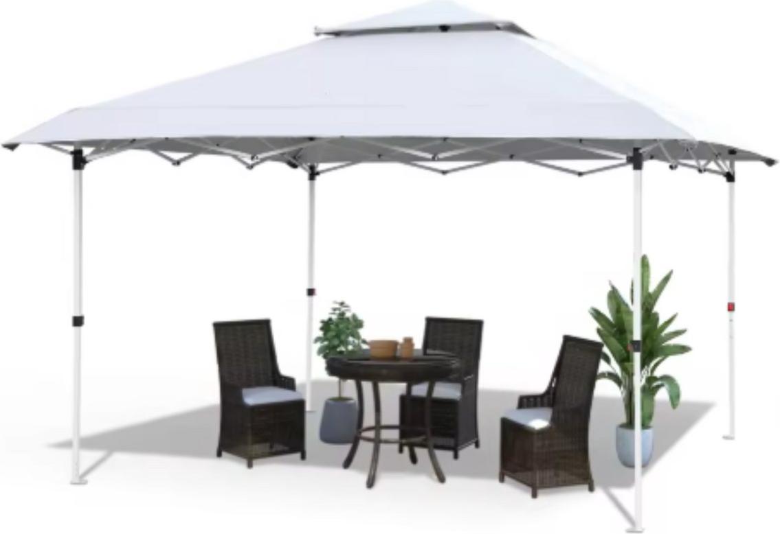 Faltbares Pavillon 3,6×3,6m - Pop-up Partyzelt mit Dach, Tragetasche und Wieltaschen - Wasserdicht, UV50+, Weiß