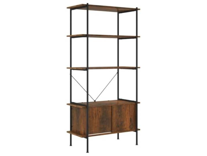 KDVXBCQJH Standregal mit Schrank 5 Böden 80x40x163 cm Dunkelbraun Schafft Ordnung im Wohnzimmer oder Büro durch flexible Ablageflächen und staubgeschützte Aufbewahrung im Schrankteil.