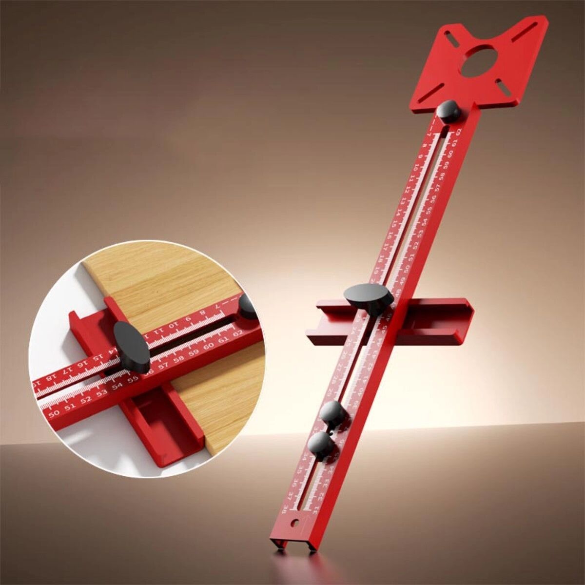 INF 3-in-1 Fräs-Kreiszuschnitt- und Lochpositionierlineal 73.00cm mit drei Schiebeblöcken, winkelverstellbar, Aluminiumlegierung