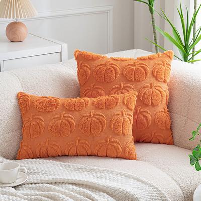 HomeDecorAndMore LLC Embroidered Plush Pillowcase, Cojines Simple Throw, Headboard Pillow, Cushion Covers, Halloween Party Supplies orange 1