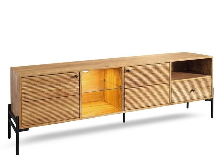 TV Board inkl.Beleuchtung 175x60cm 'Kairo' Mango massiv lackiert