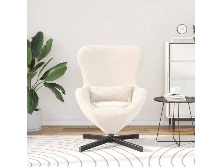 CLARENCE® Fauteuil simple - Chaise-Canapé - pour salon/chambre/bureau - Crème Tissu ressemblant à de la laine bouclée LV5363