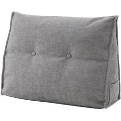 Home Nature Wohnkonzept Keilkissen grau 70x52x19 cm, Lesekissen für Bett und Sofa mit Seitenfach & Waschbezug