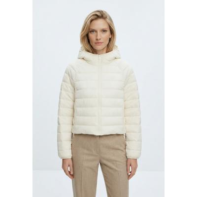 Steppjacke CALVIN KLEIN JEANS "ULW SHORT CK PACKABLE PUFFER JAC", Damen, Gr. XL, weiß (tofu), Web, Obermaterial: 100% Polypropylen, unifarben, taillenbedeckt, Raglanärmel eingefasste Kante, Jacken Steppjacke, in kurzer Passform