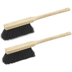 2X Handbesen Langer Stiel I 60 cm I Rosshaarborsten I Auto Schneebesen Kehrbesen Waschbürste Brush and pan