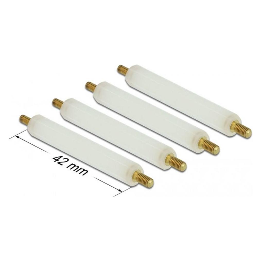 Delock Abstandshalter M2.5 x M3, Sechskant, Aussen / Aussen, 42 mm natur 4 Stück (60238)