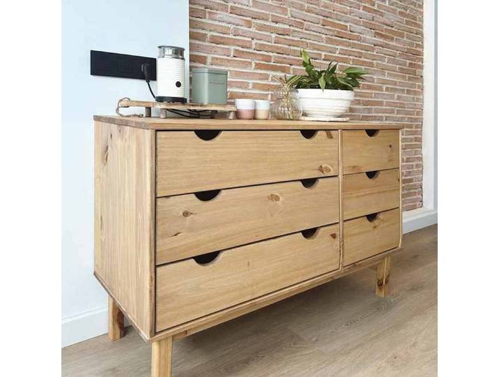 Commode à tiroirs - Commode OTTA - - bois de pin massif - 111 x 43 x 73 5 cm - 6 tiroirs 240593