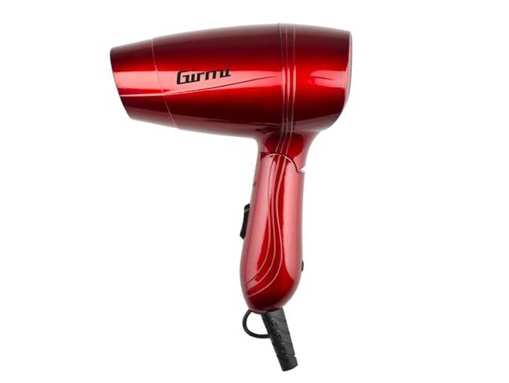 Girmi PH02 Reis-haardroger, 1200 W, dubbele spanning, 2 snelheden, inklapbare handgreep, rood