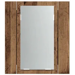 Helloshop26 - Wandhängender Badezimmerschrank mit LED-Spiegel 40 x 12 x 45 cm großer Stauraum Holzoptik im Antik-Look