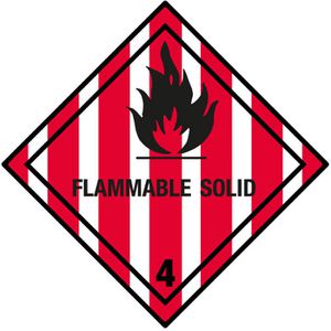 Boxlab Gefahrgutaufkleber Gefahrzettel, Klasse 4.1, Flammable Solid,100 x 100 mm, 100 Stück