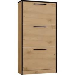 Schuhschrank Paula EICHE ARTISAN / SCHWARZE KANTEN 3 Türen für Flur