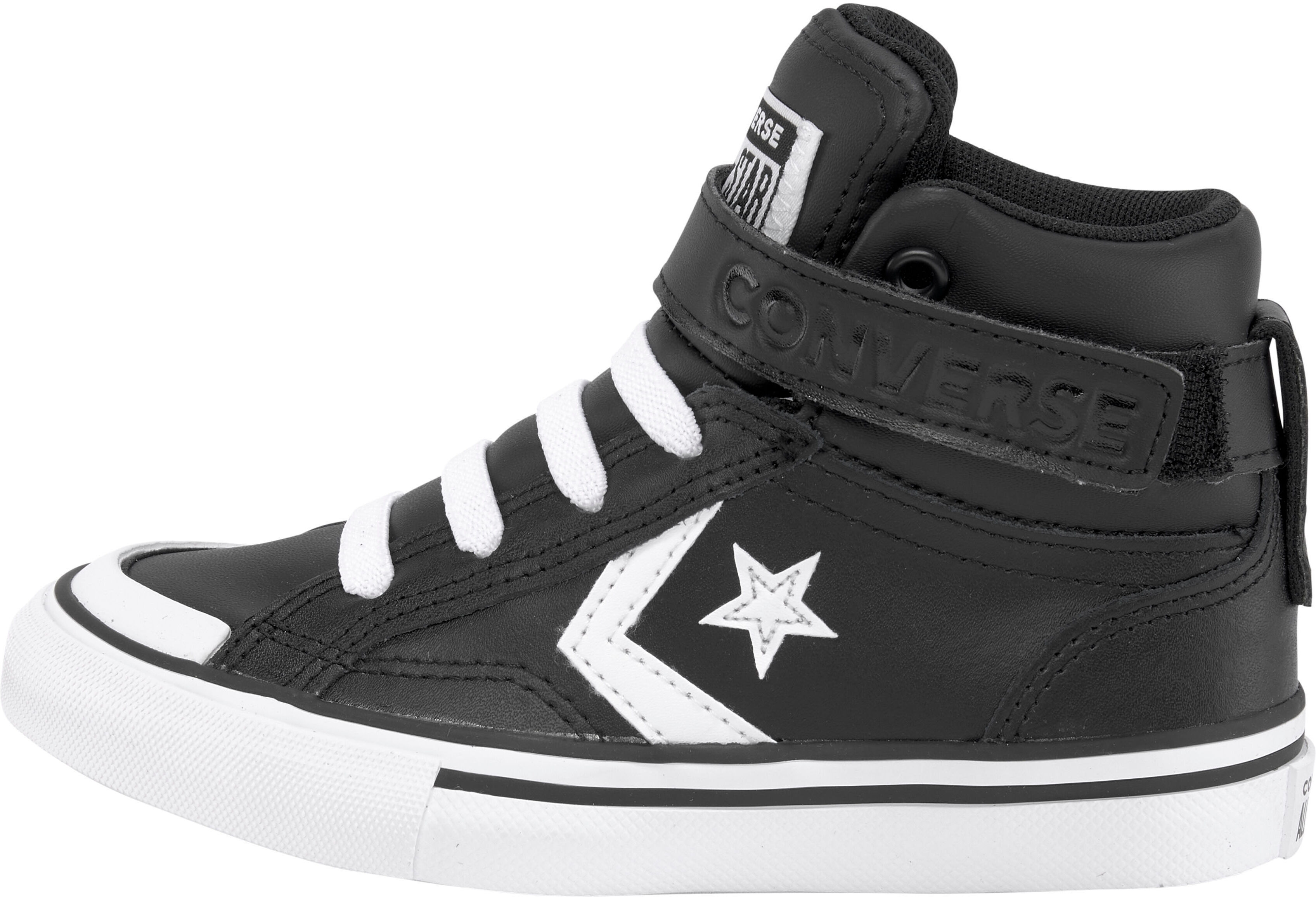 Sneaker CONVERSE "PRO BLAZE STRAP LEATHER", Mädchen, Gr. 32, schwarz-weiss (schwarz, weiß), Leder, Schuhe Sneaker schwarz, weiß 32