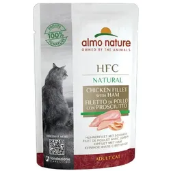 Almo Nature HFC Raw Pack 55g Beutel Katzennassfutter 24 x 55 Gramm Huhn & Schinken