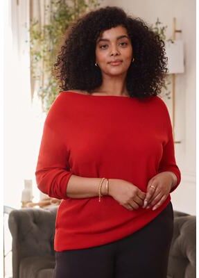 Plus Size Women's Convertible Pullover Sweater by Avenue in Vibrant Red (Size 16)