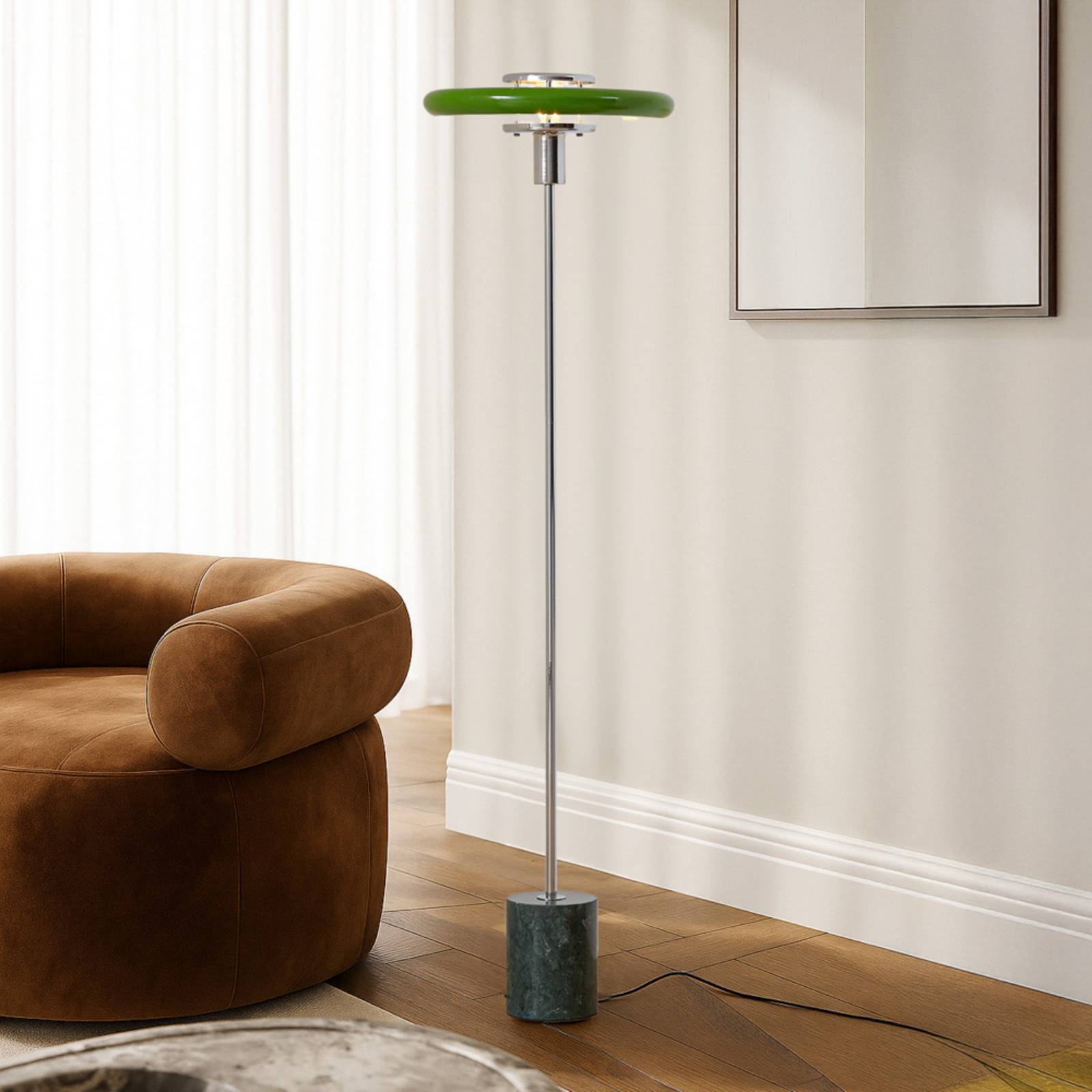 Floor Lamp Branford Lindby, Green, Living / Dining Room, metal, Vintage, Floor Lamp