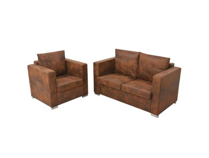 Makastle Sofa Couchgarnitur 2er Set Künstliches Wildleder