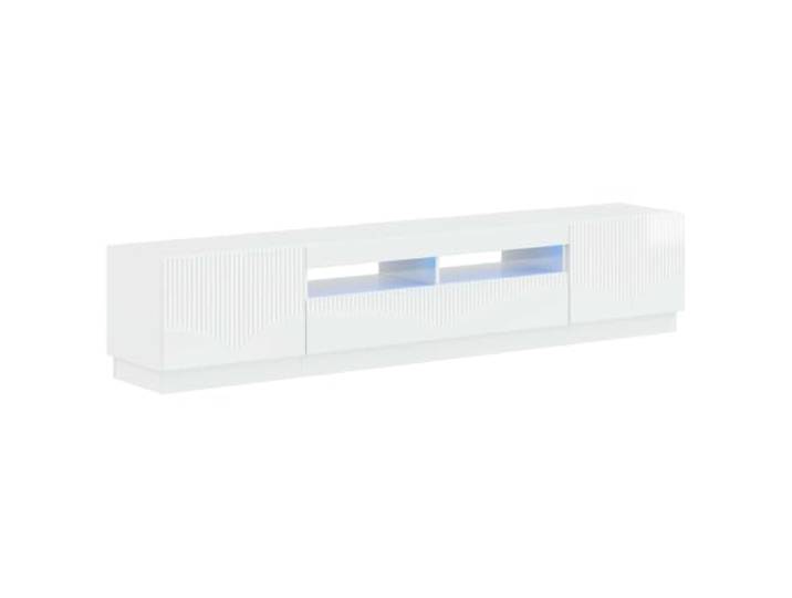 GKHPYURE TV-Möbel LED 3 Stück weiß glänzend Holz Engineered Modernes Design, verstellbare LEDs, 90° drehbare Türen, Holztechnik, platzsparend, mehrere Fächer, einfache Reinigung