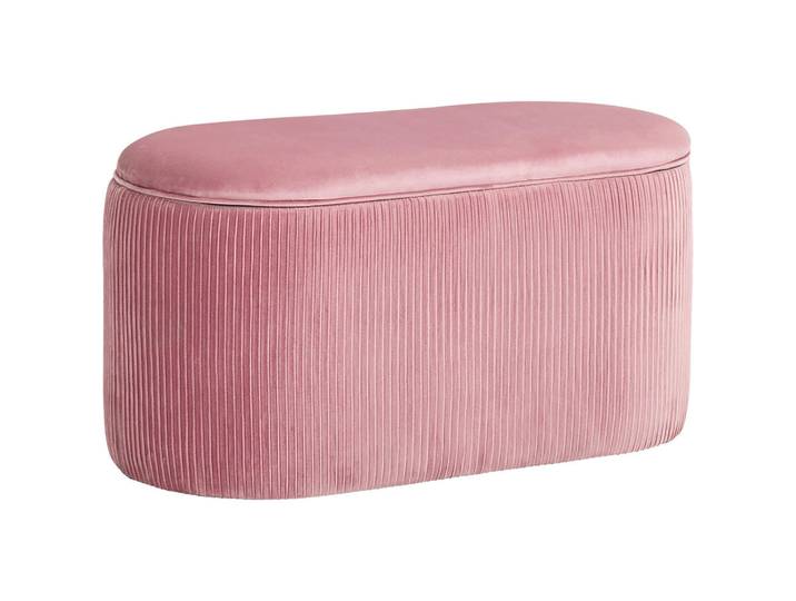 ComfortXL Truhenbank De-07232 Retrodesign und Samtoptik Altrosa, Pink, 40x41x81 cm, Esszimmer, Bänke, Sitzbänke