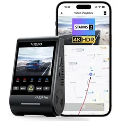 Viofo A229 Pro Front (Eingebautes Display, Eingebautes Mikrofon, GPS-Empfänger, 4K), Dashcam, Schwarz
