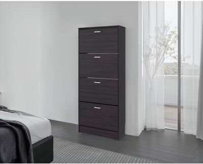 Wenge Vertical Shoe Cabinet With Doors