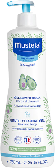 Mustela Sanftes Badegel mit Bio-Avocado 750 ml