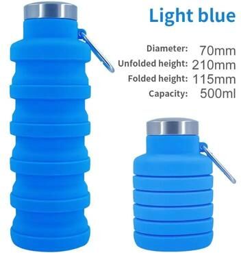 Uplifted Finds Collapsible Silicone Water Bottle With Folding Design For Outdoor Hiking And Travel blue