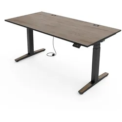 Yaasa Desk Expert, Eiche dunkel/Schwarz, 140x80 cm - Höhenverstellbarer Schreibtisch