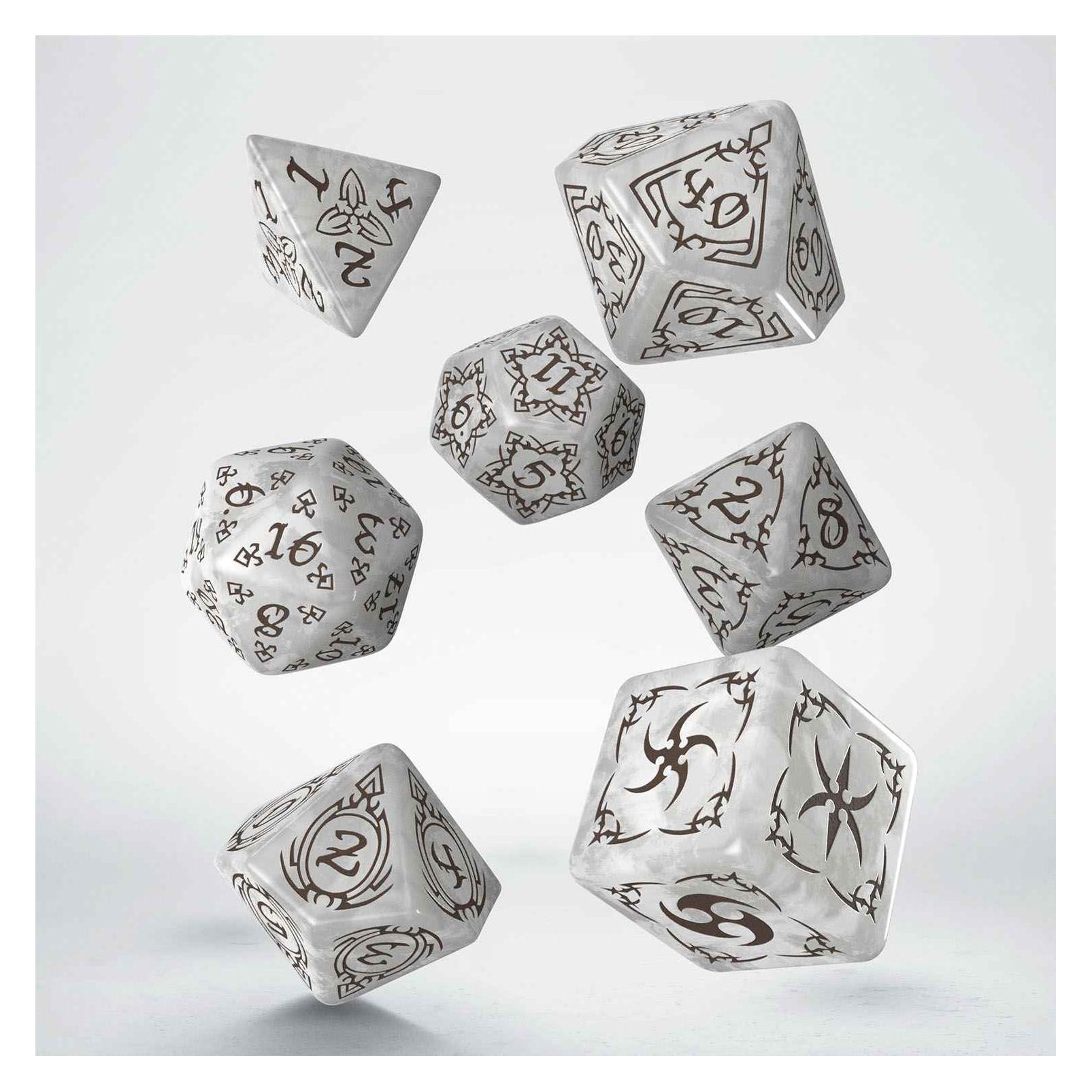Q Workshop Tribal Dice Set: Pearl & Brown (QWO97997)