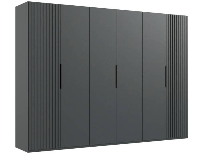 Drehtürenschrank WIMEX Andorra by fresh to go , schwarz (graphit, akustikpaneel optik graphit), B:300cm H:216cm T:58cm, Holzwerkstoff, Schränke, Drehtürenschrank, Mit 3D-Leisten für Akustikpaneel-Optik