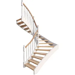 Dolle Geschosstreppe Estoril Geradelaufend 252-280cm GH Buche weiß Geländer Holz gedrechselt