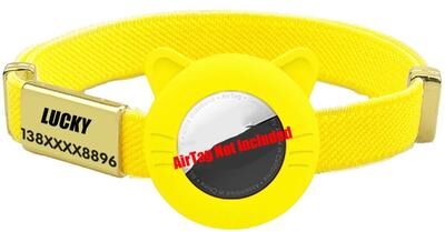 Uplifted Finds Guardian Link AirTag Tracker & Custom Collar yellow Case Tag