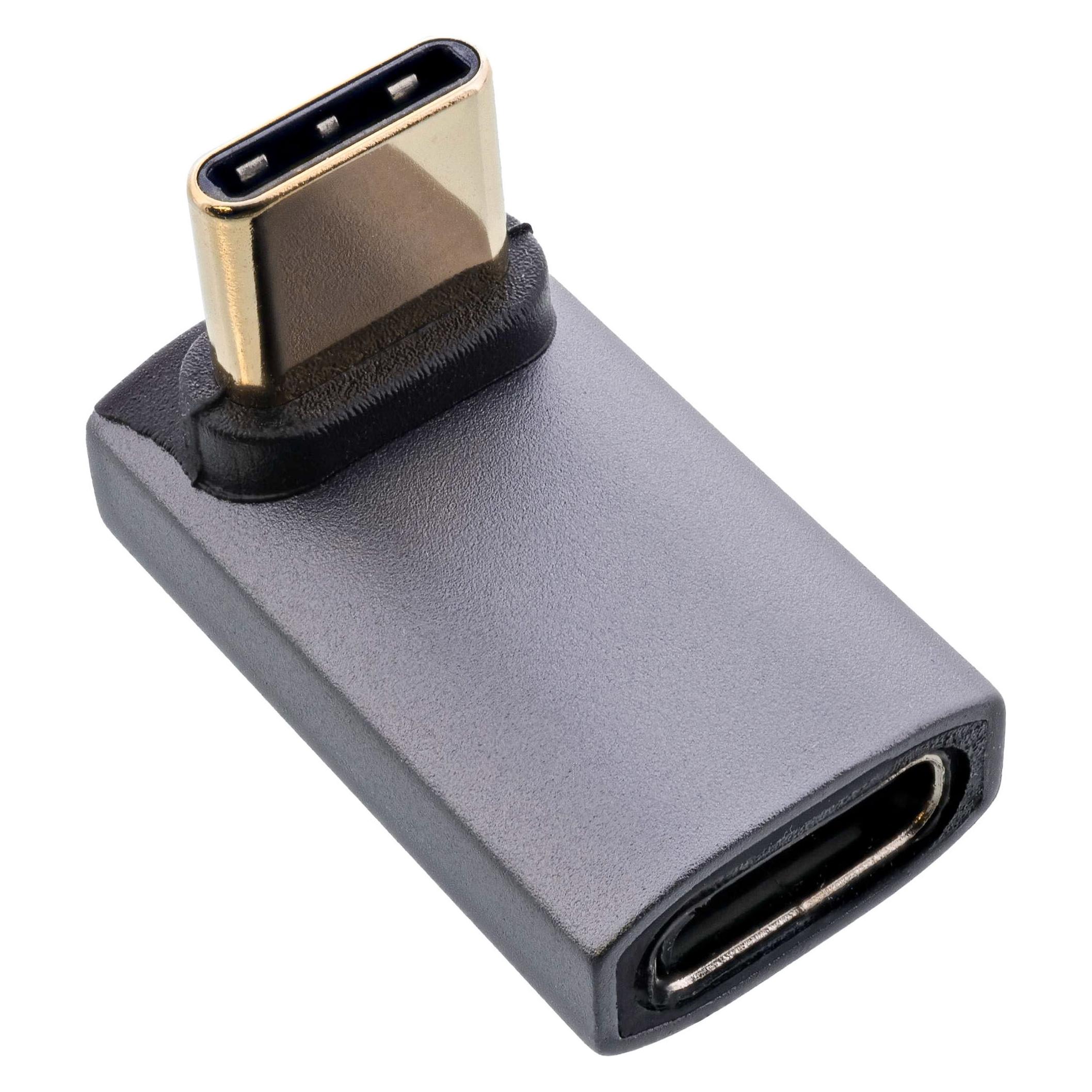 InLine USB4 Adapter, USB-C Stecker/Buchse oben/unten gewinkelt, Aluminium, grau (USB-C, USB-C) (35900I)
