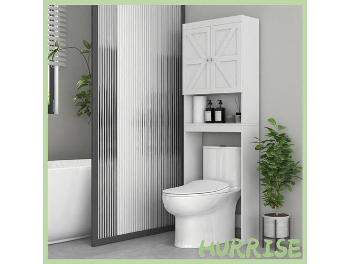 Cocosity Armoire De Rangement Dessus Des Toilettes Meuble De Salle De Bain Placard 2 Portes Étagère 58 5L X 23L X 170H Cm Blanc