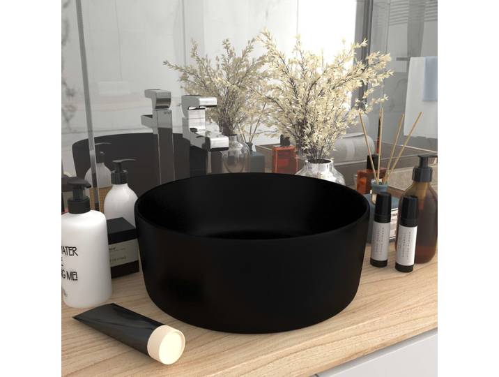 Lavabo Rond De Luxe Noir Mat 40x15 Cm Céramique Vidaxl