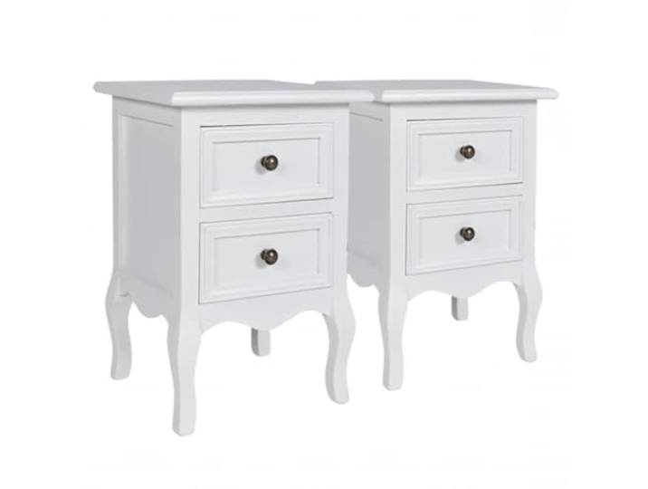 Heofavd Nachttisch 2er Set mit 2 Schubladen Vintage MDF Weiß