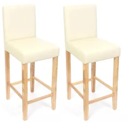 2er-Set Barhocker Cesena Kunstleder ~ creme, helle Füße