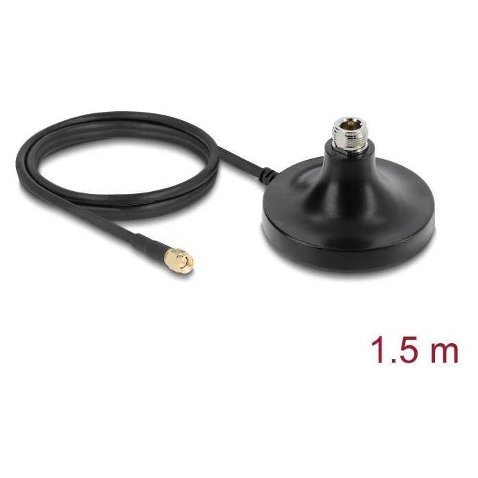 Delock Magnetischer Antennen Standfuß 1 x N Buchse zu 1 x SMA Stecker ULA100 1 m outdoor schwarz (Antennenkabel) (81492)